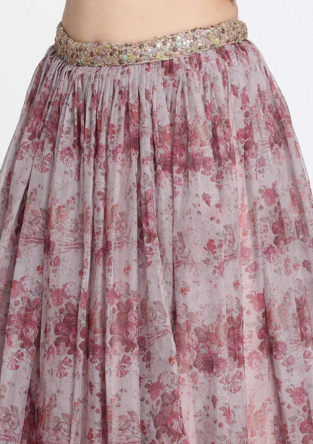 Lavender and Brown Sequins Tissue Designer Lehenga-Koskii
