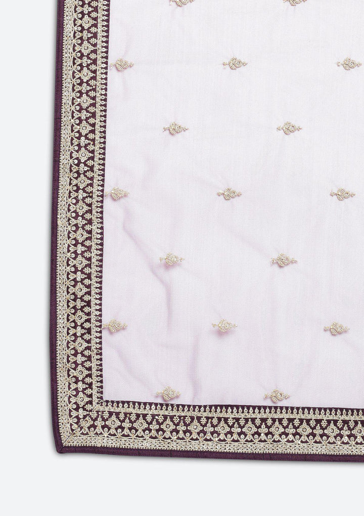 Wine Zariwork Raw Silk Designer Gown-Koskii