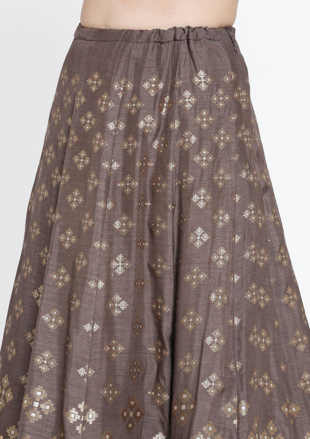 Dark Grey Zariwork Brocade Designer Lehenga-Koskii