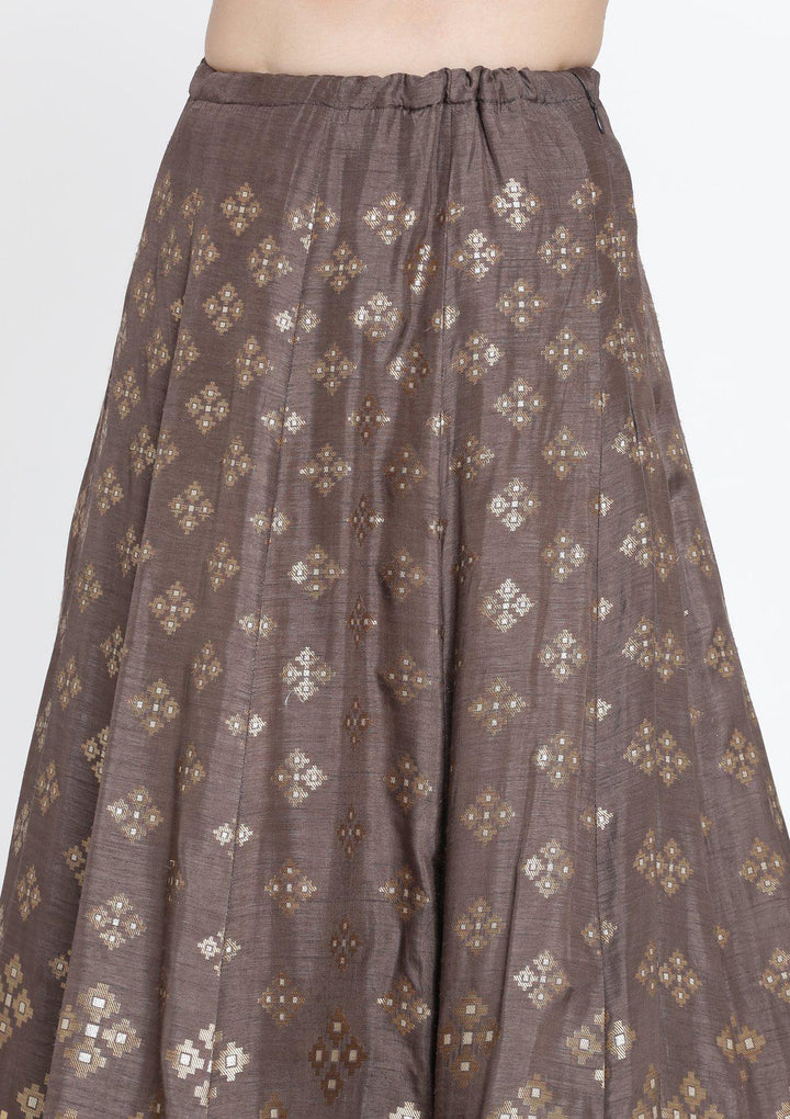 Dark Grey Zariwork Brocade Designer Lehenga-Koskii