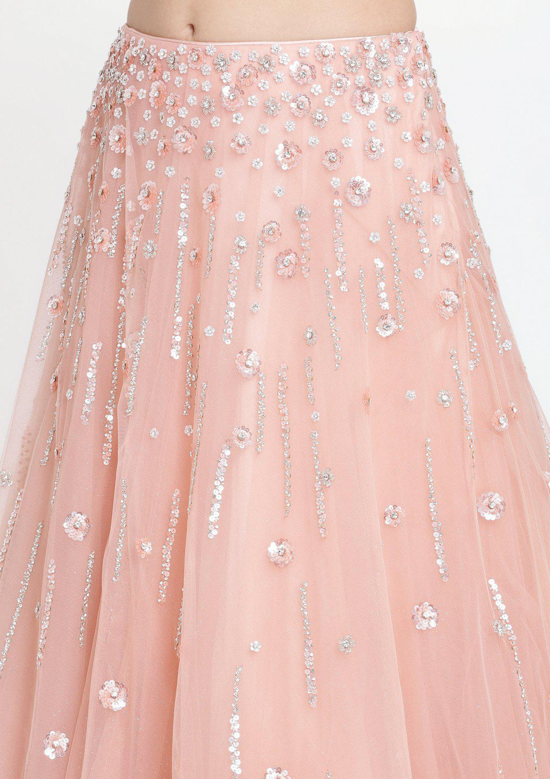 Misty Rose Sequins Net Designer Lehenga-Koskii