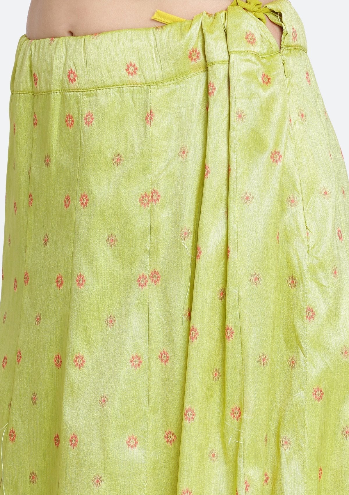 Parrot Green and Candy Pink Stonework Art Silk Designer Lehenga-Koskii