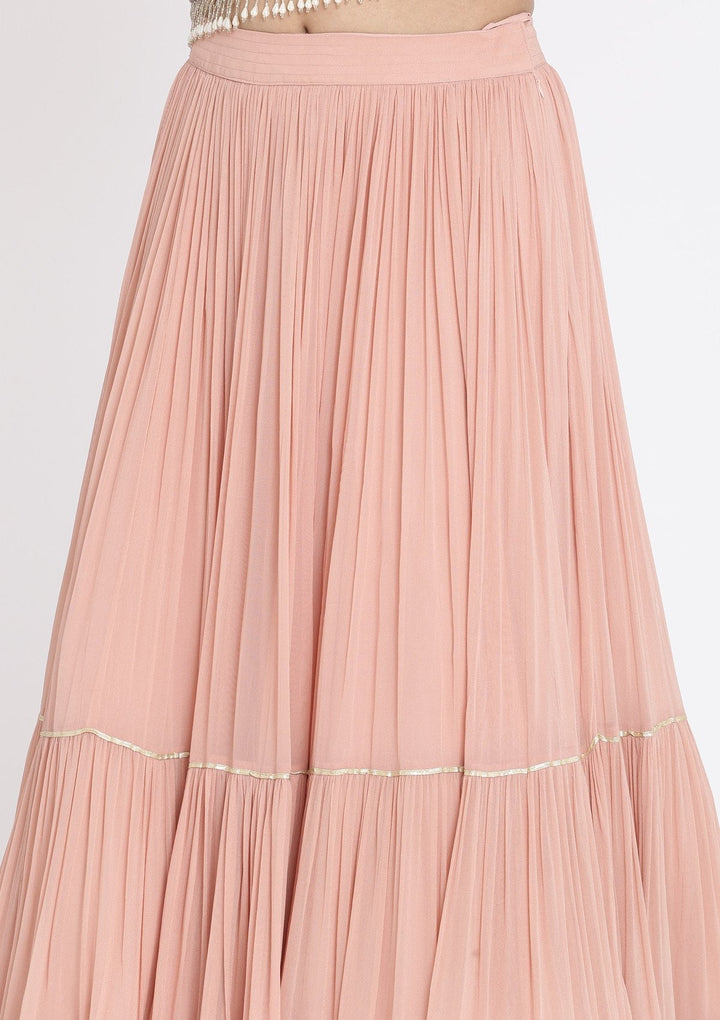 Mauve Mirrorwork Net Designer Lehenga - koskii
