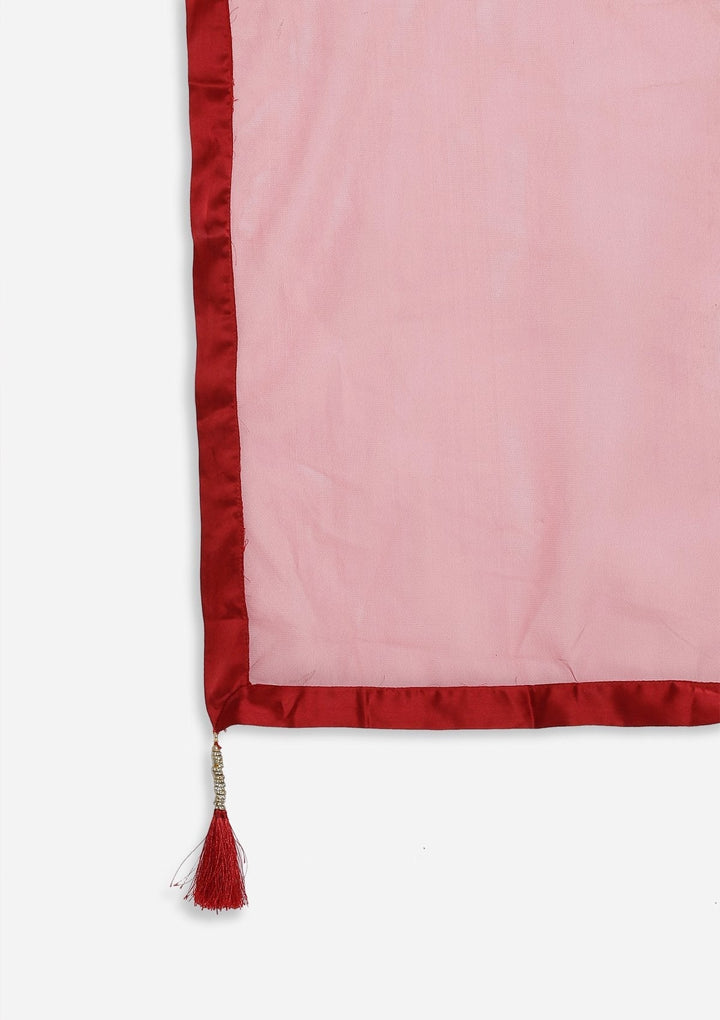 Red Chikankari Net Designer Gown - koskii