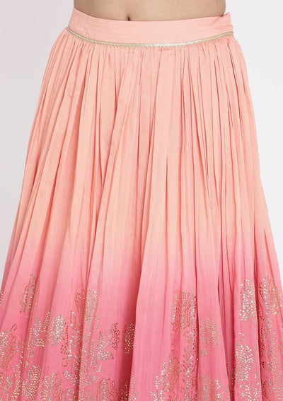 Pink And Peach Gotapatti Georgette Designer Lehenga - koskii