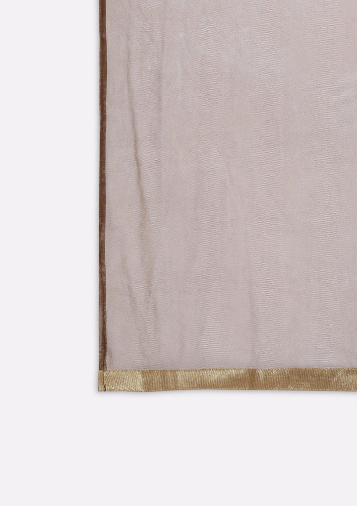 Brown Stonework Art Silk Designer Gown - koskii