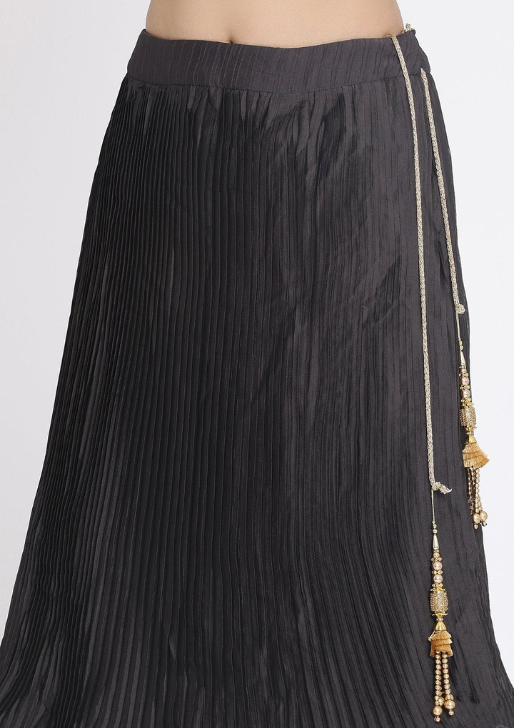 Black Cutdana Georgette Designer Lehenga - koskii