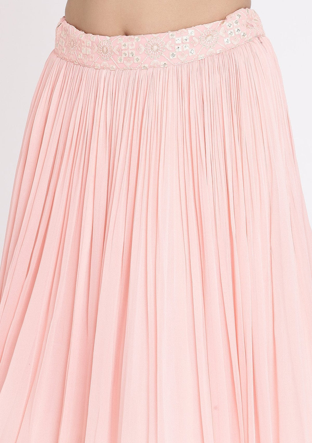Pink Mirrorwork Georgette Designer Lehenga - koskii