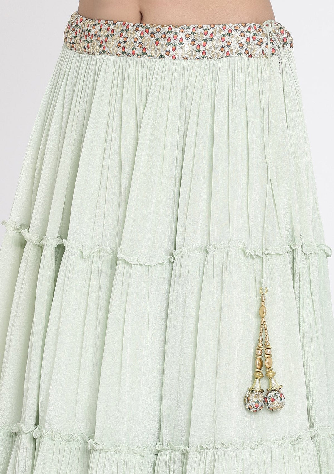 Pista Green Zariwork Art Silk Designer Lehenga - koskii