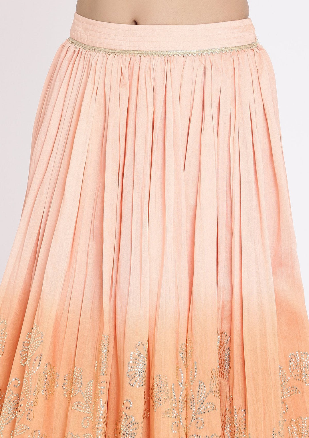 Orange And Pink Gotapatti Georgette Designer Lehenga - koskii