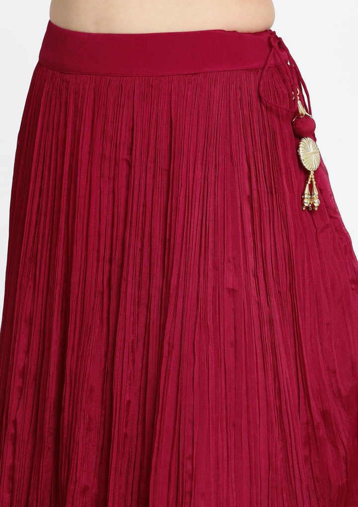 Red Zardosi Art Silk Designer Lehenga-Koskii