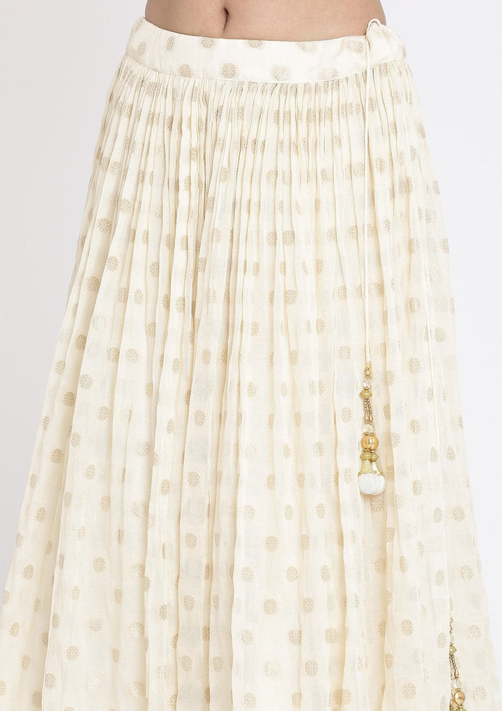 Cream And Yellow Zardosi Georgette Designer Lehenga - koskii