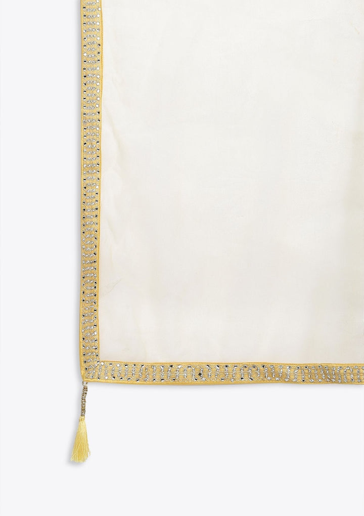 Yellow Silver Stonework Net Designer Gown - koskii