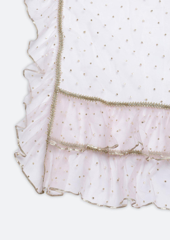 Baby Pink Silver Stonework Net Designer Lehenga-Koskii