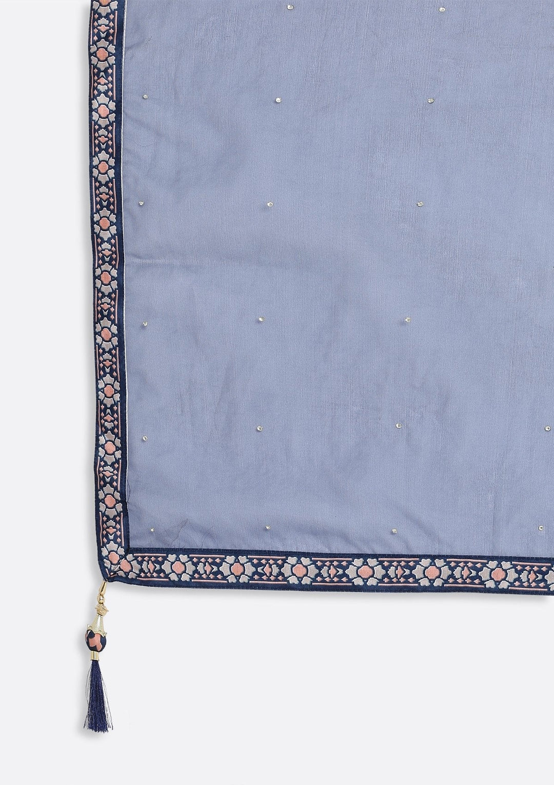 Navy Blue Printed Raw Silk Designer Lehenga - koskii
