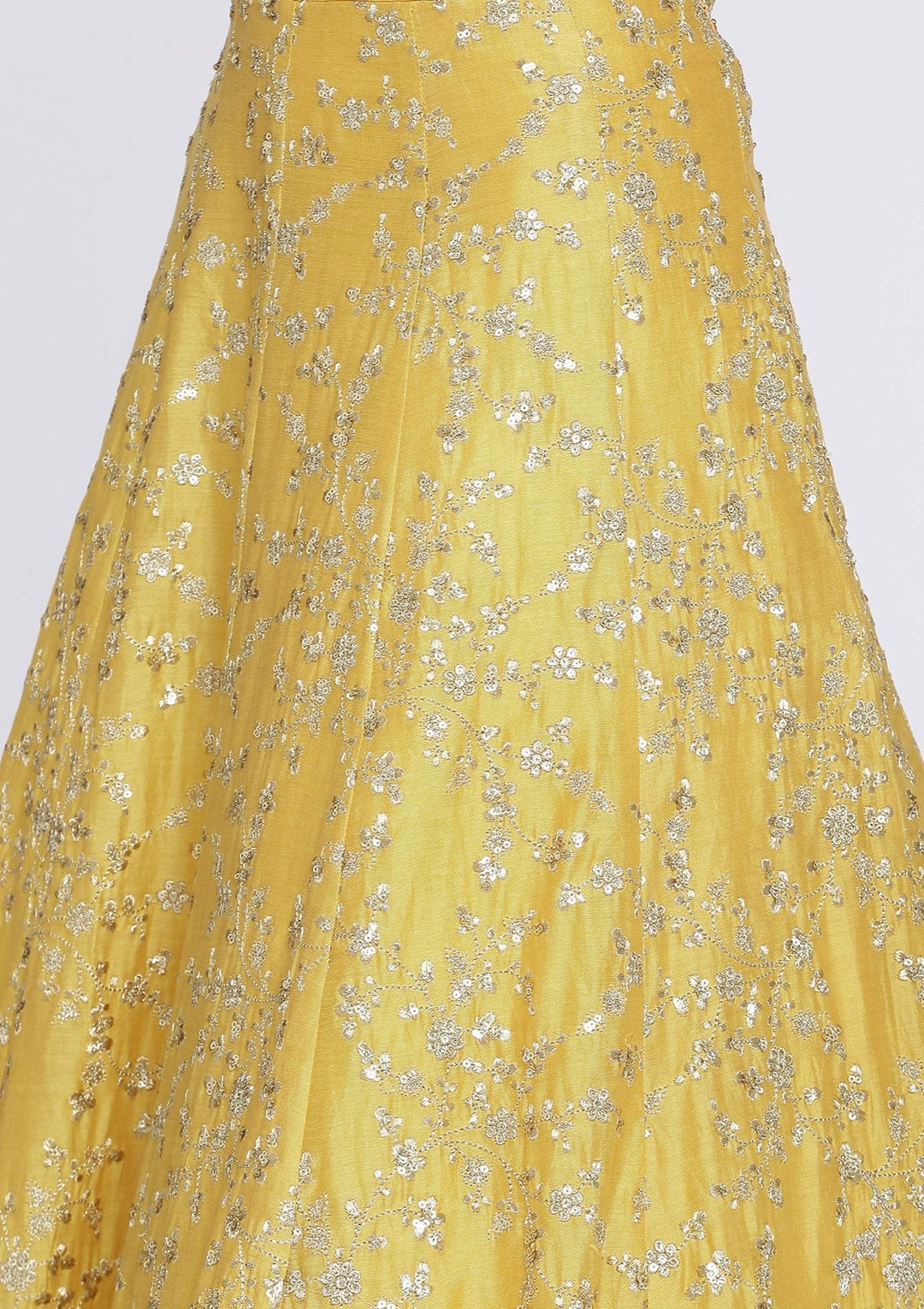 Yellow Sequins Rawsilk Designer Lehenga-Koskii