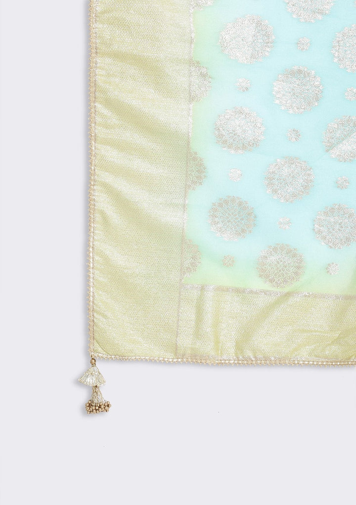 Sea Green And Pista Green Gotapatti Art Silk Designer Lehenga - koskii