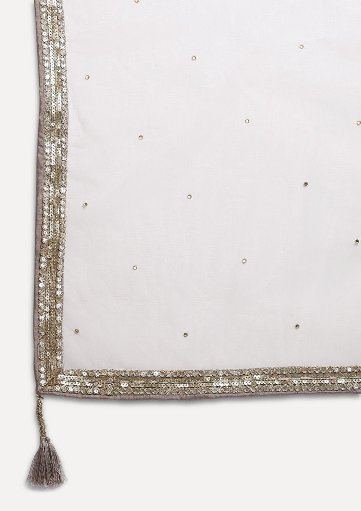 Light Grey Mirrorwork Net Designer Sharara-Koskii