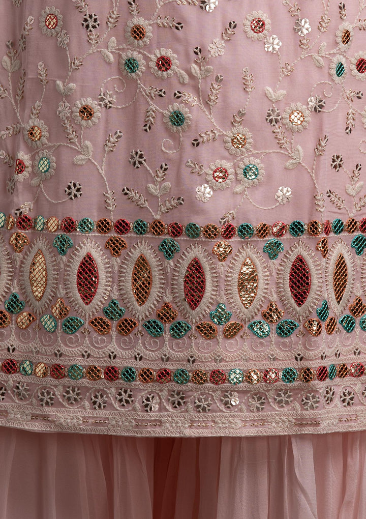 Baby Pink Sequins Georgette Designer Salwar Suit - koskii