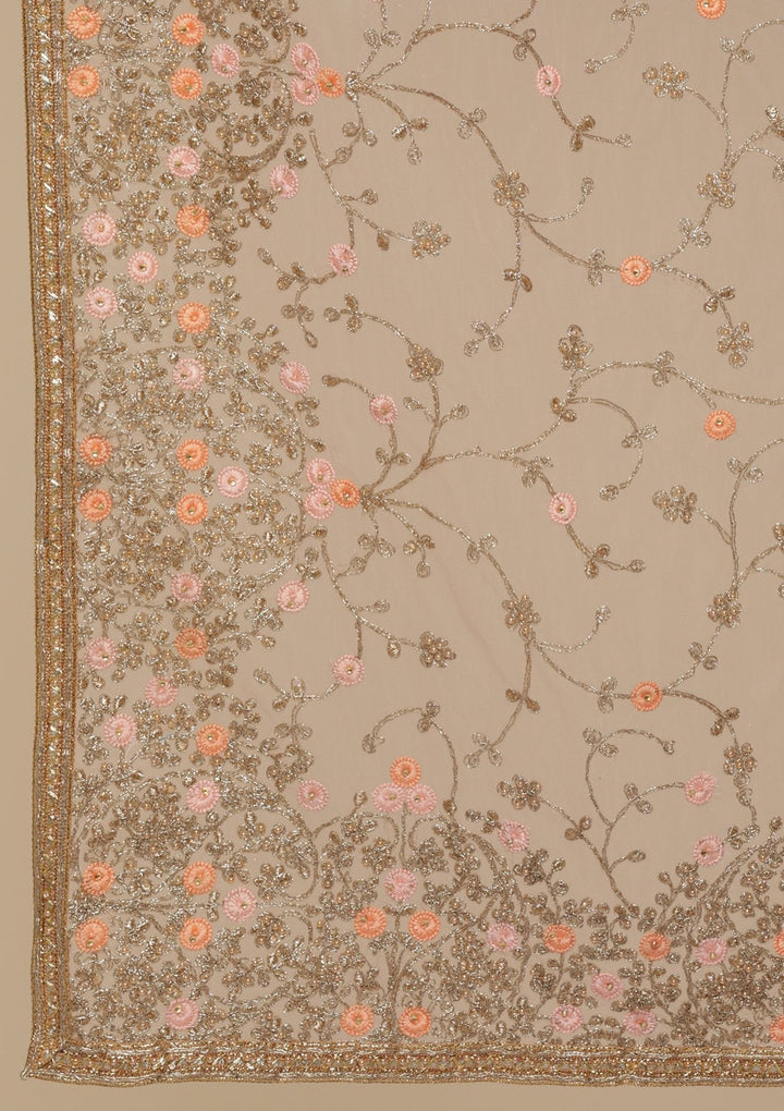 Baby Pink Pearlwork  Net Designer Saree - koskii