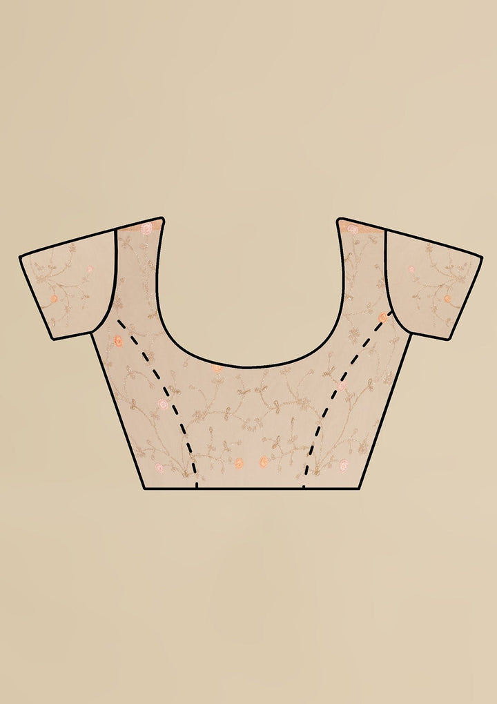 Baby Pink Pearlwork  Net Designer Saree - koskii
