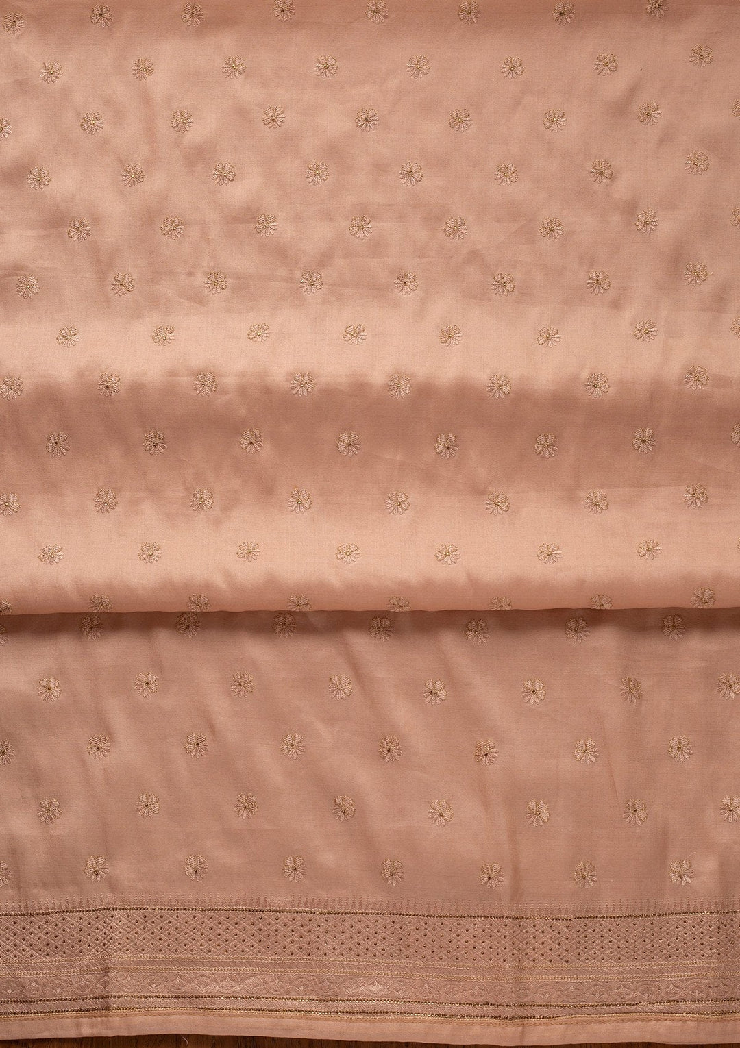 Beige Swarovski Chanderi Designer Unstitched Salwar Suit - koskii