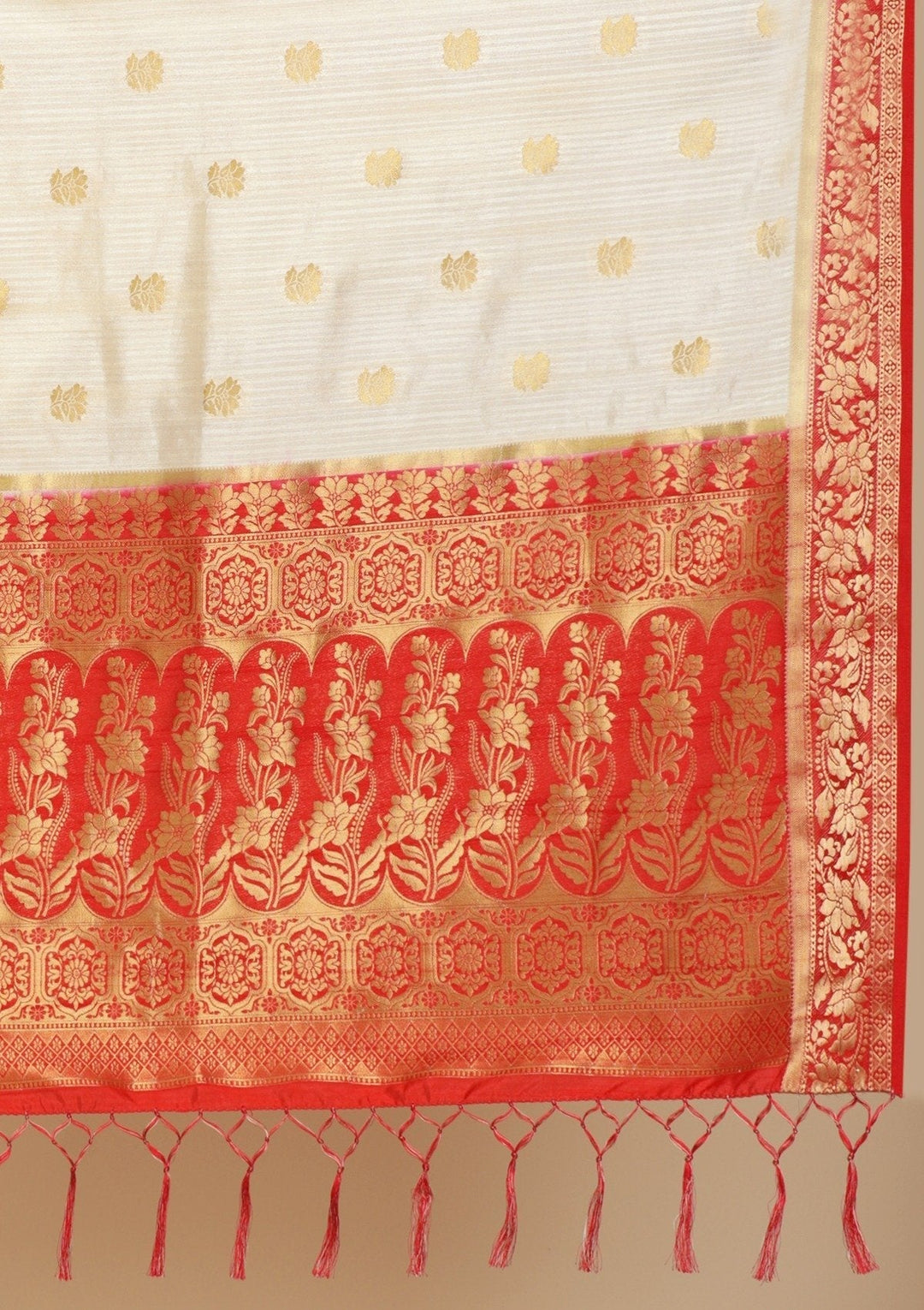 Beige Zariwork Art Silk Designer Saree - koskii