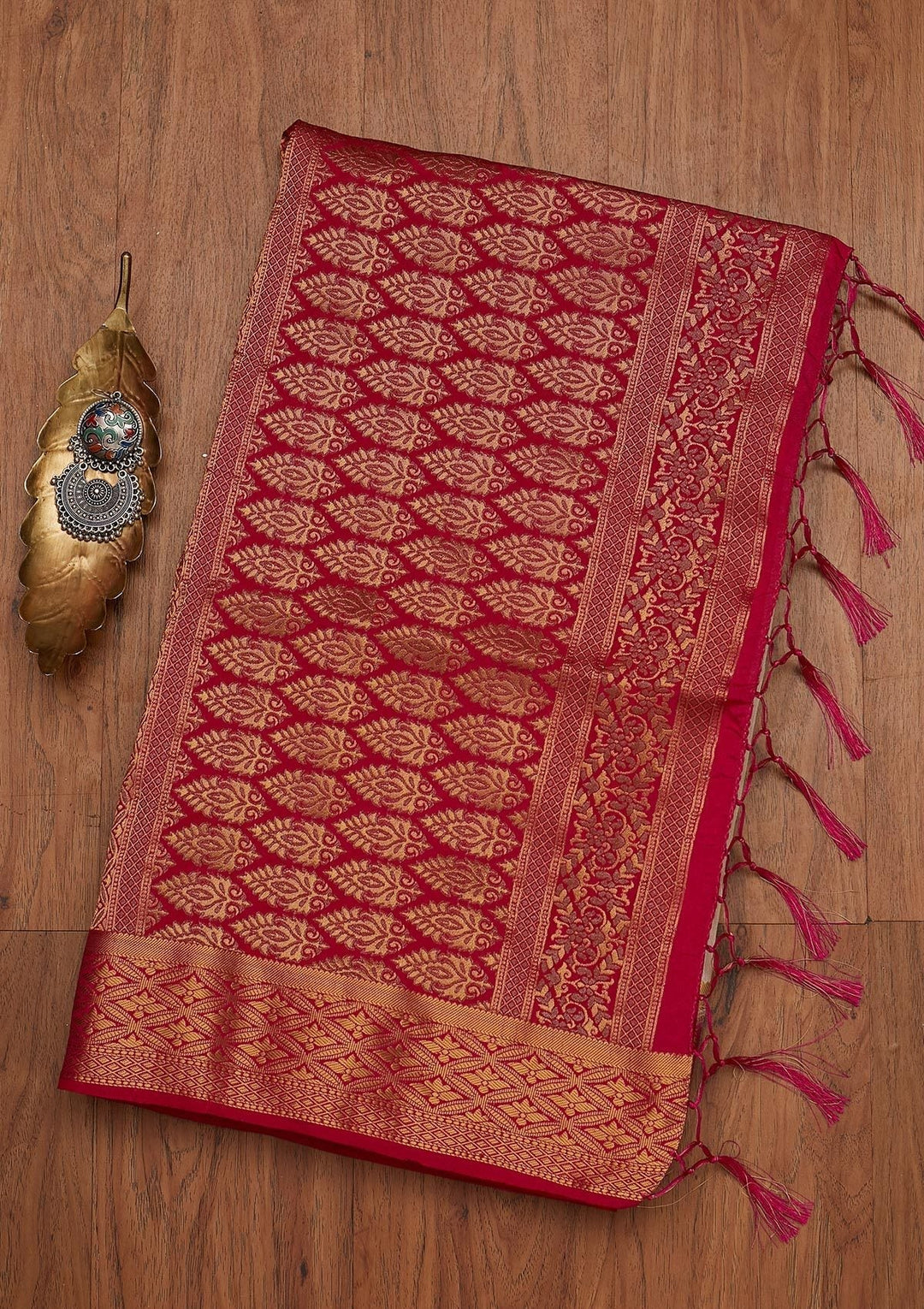 Beige Zariwork Raw Silk Designer Saree - koskii