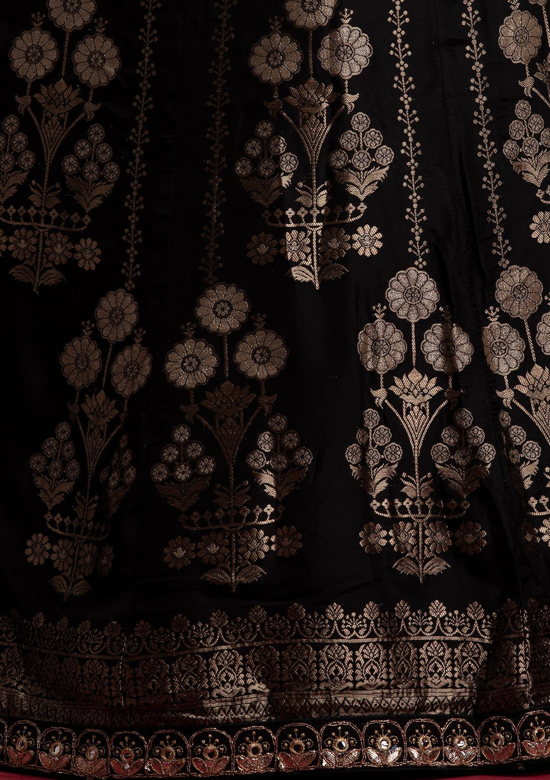 Black Gotapatti Banarasi Designer Semi-Stitched Lehenga - koskii