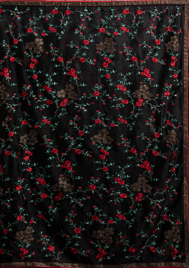 Black Swarovski Art Silk Designer Saree - koskii