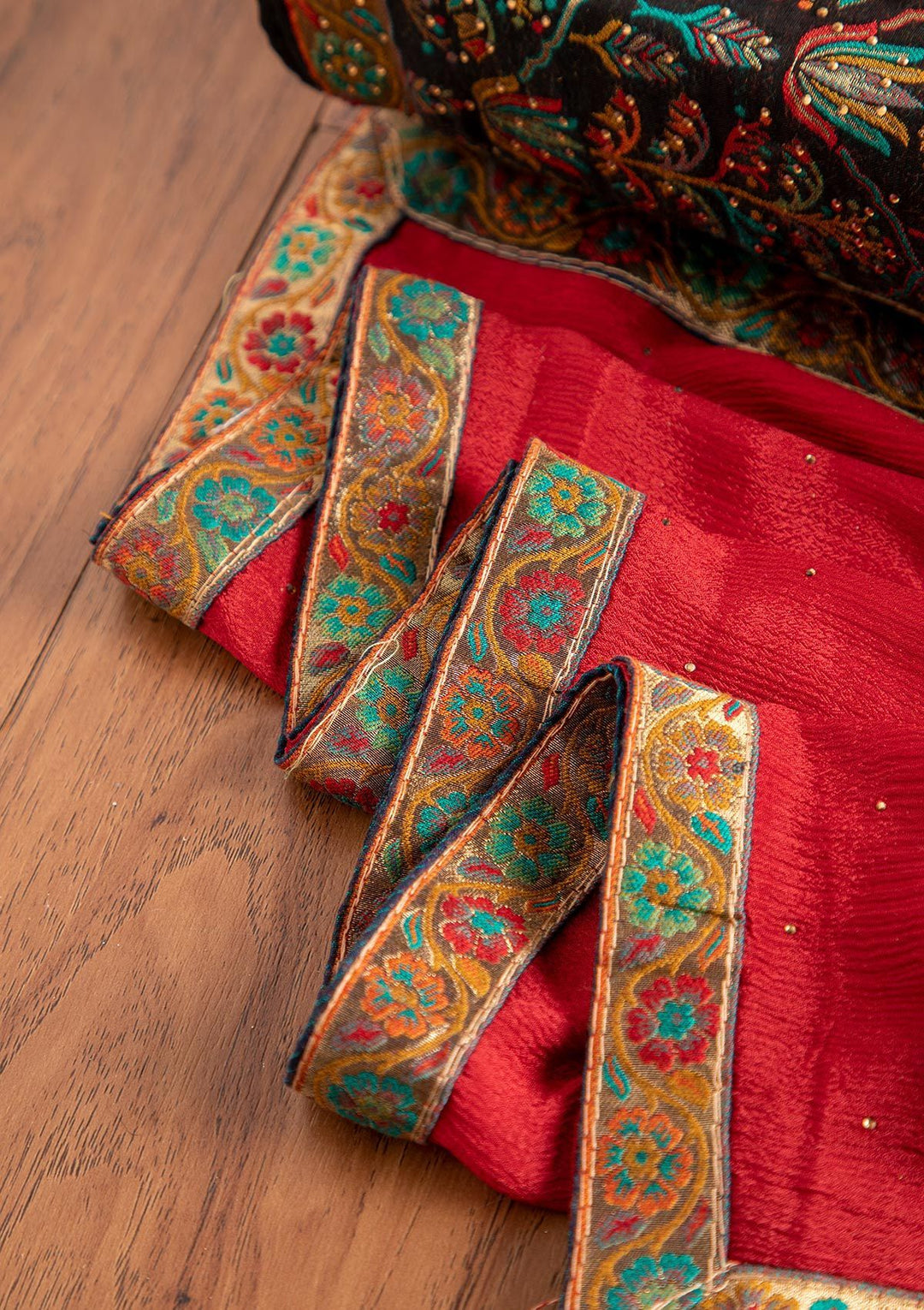 Black Swarovski Raw Silk Designer Unstitched Salwar Suit - koskii