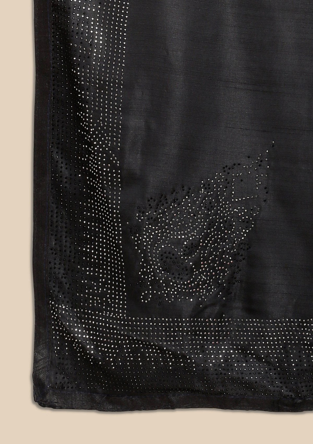 Black Swarovski Satin Designer Saree - koskii