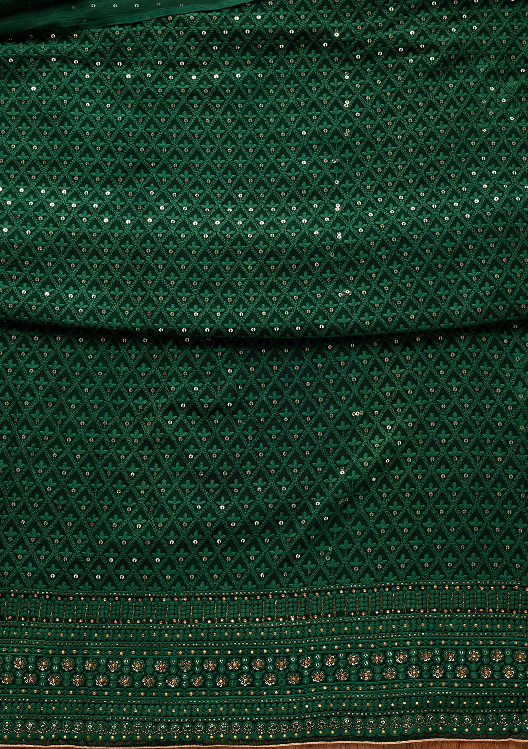 Bottle Green Chikankari Georgette Designer Unstitched Salwar Suit - koskii