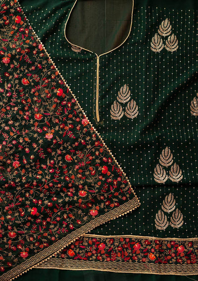 Bottle Green Sequins Georgette Designer Semi-Stitched Salwar Suit - koskii