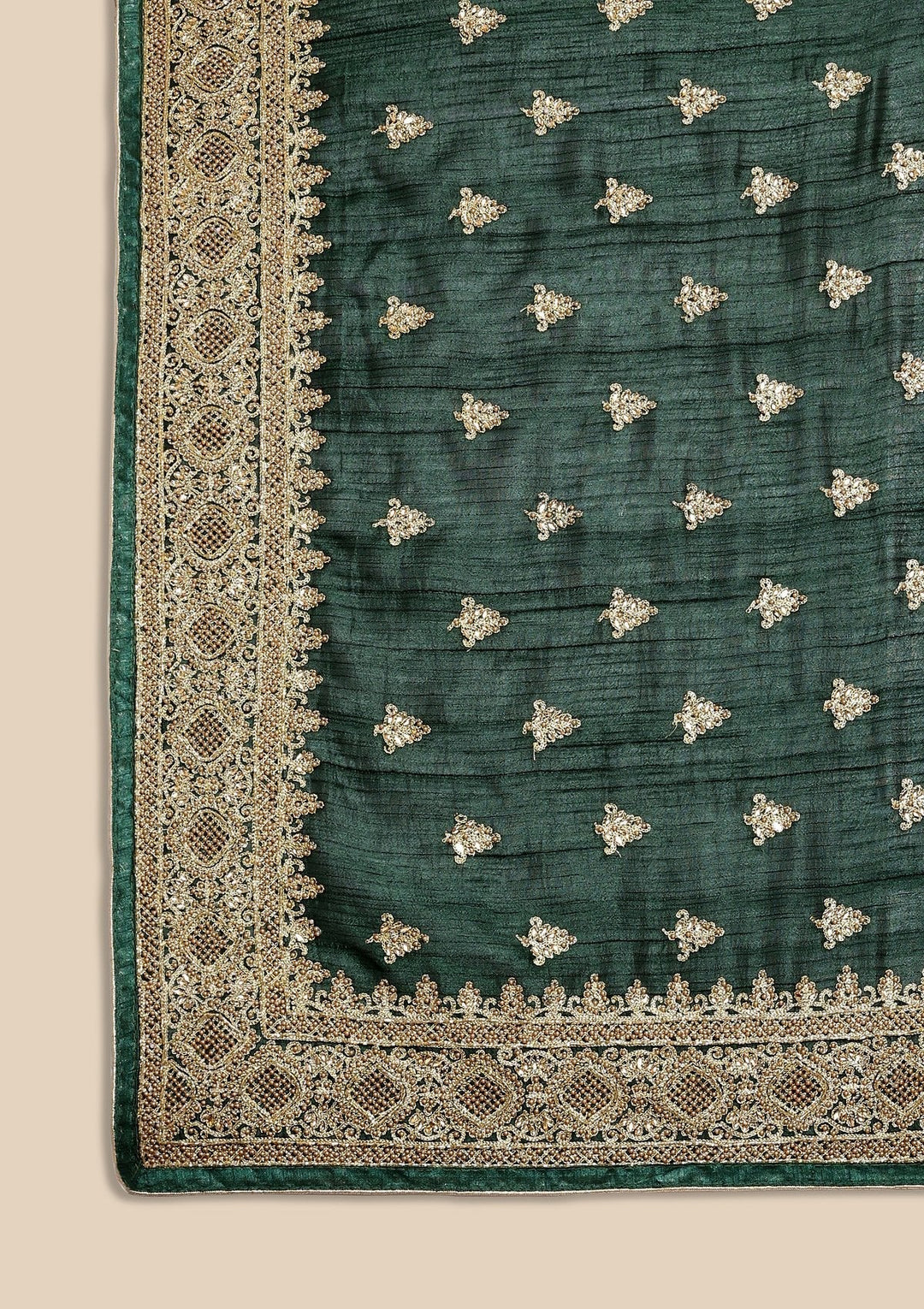 Bottle Green Stonework Art Silk Designer Saree - koskii