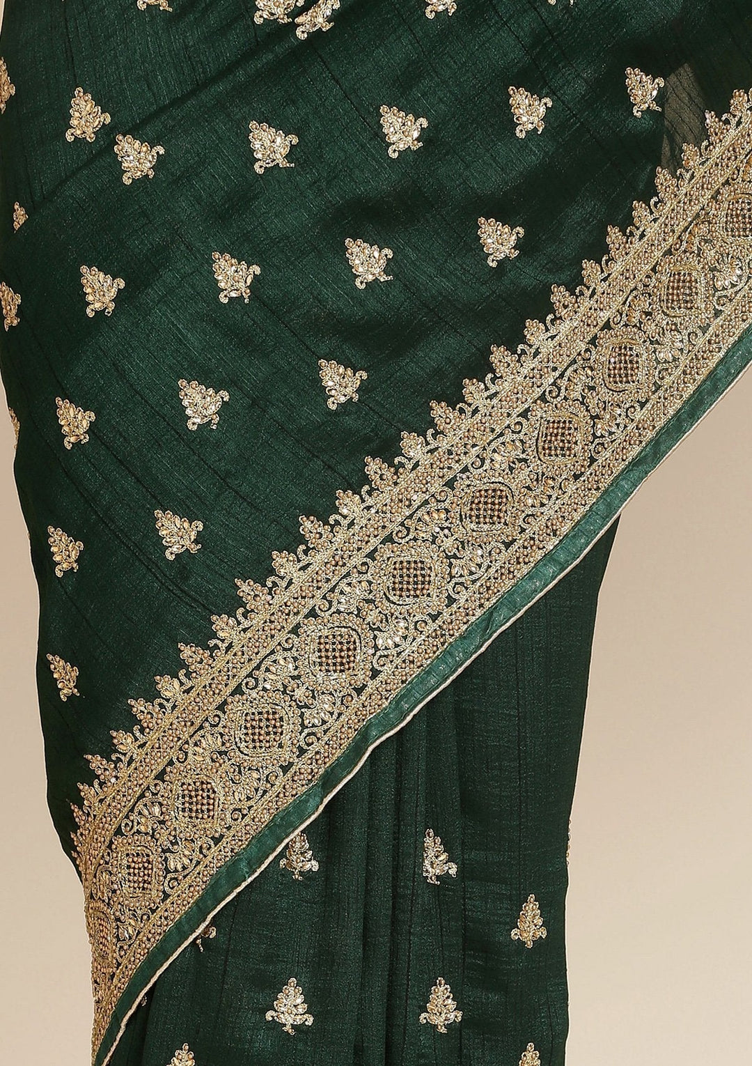 Bottle Green Stonework Art Silk Designer Saree - koskii