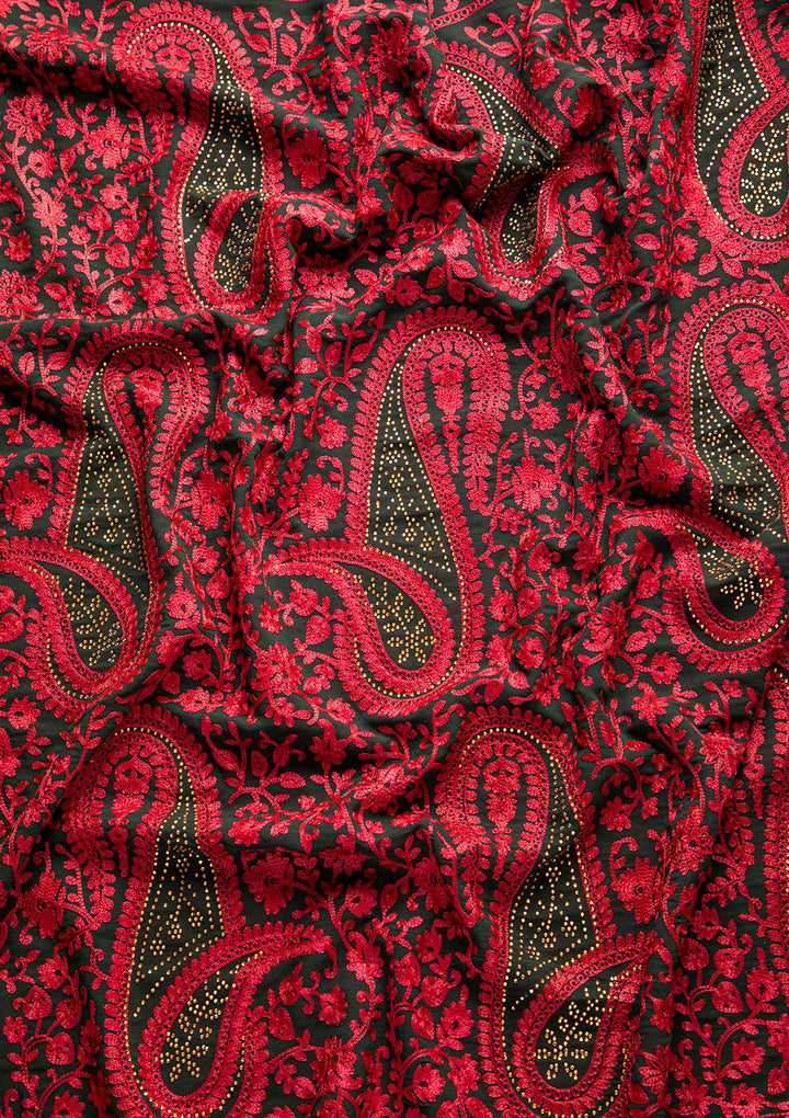 Bottle Green Swarovski Georgette Designer Unstitched Salwar Suit - koskii