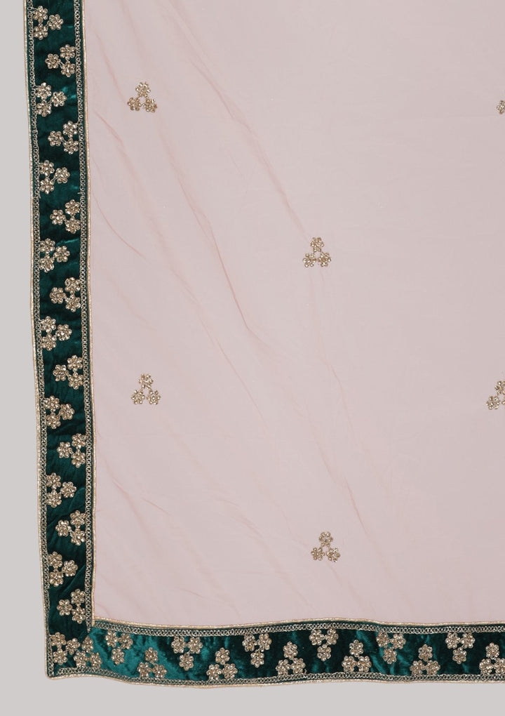 Bottle Green Zariwork Velvet Designer Lehenga - koskii