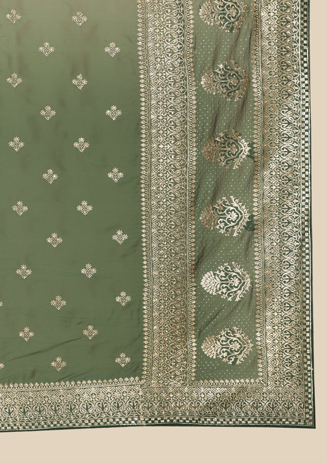 Bottle Green Zariwork  Art Silk Designer Saree - koskii