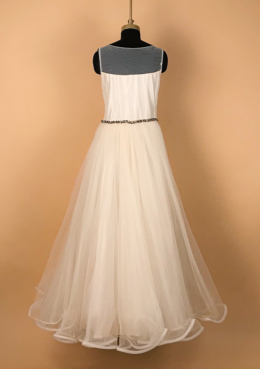 Cream Stonework Net Designer Gown - koskii