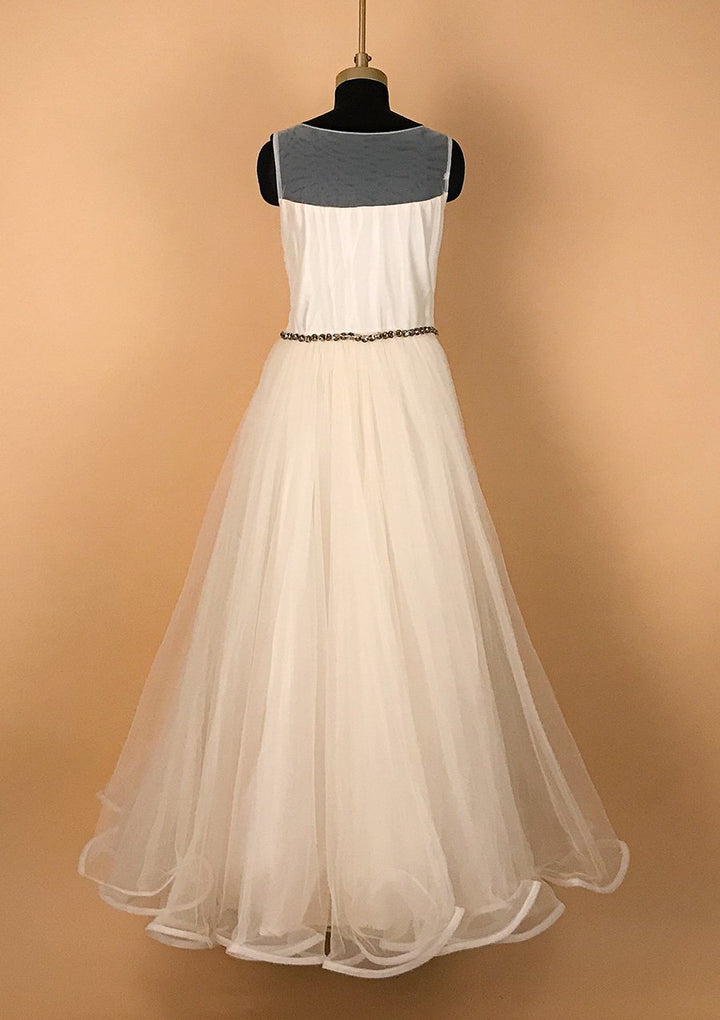 Cream Stonework Net Designer Gown - koskii