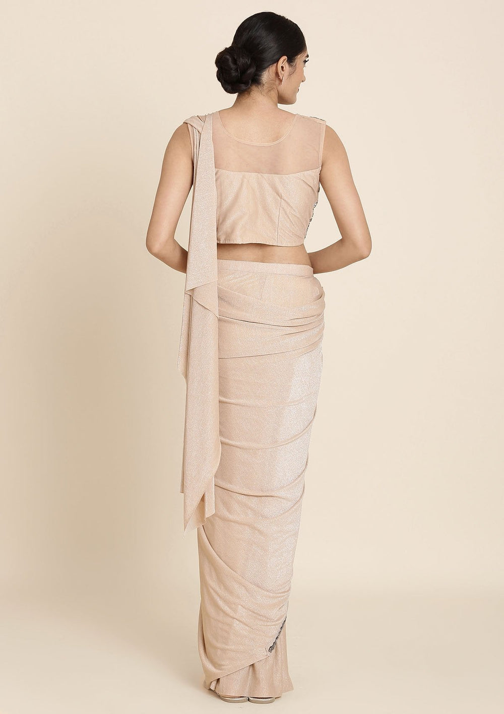 Gold Cutdana Lycra Designer Saree - koskii