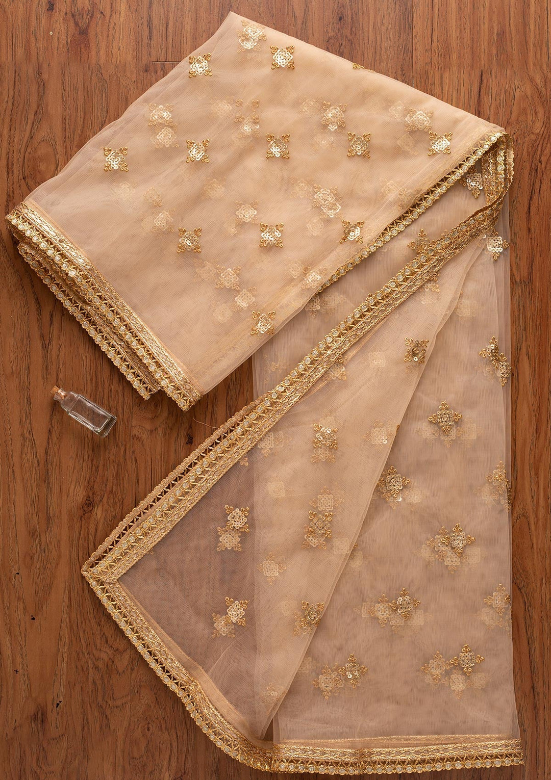 Gold Sequins Net Designer Dupatta - koskii