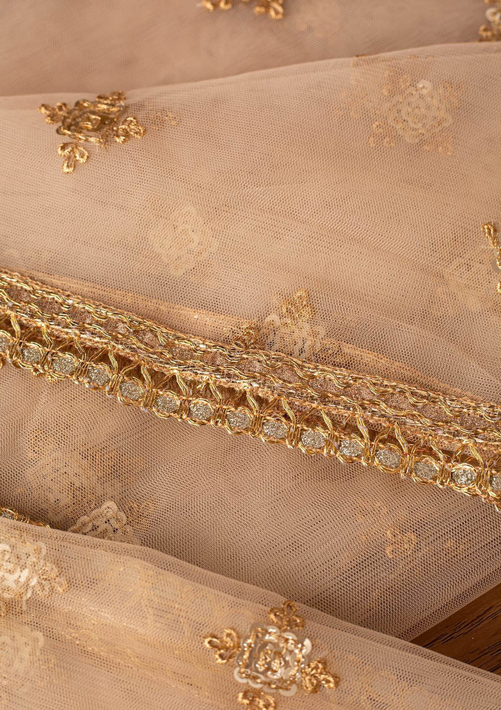 Gold Sequins Net Designer Dupatta - koskii