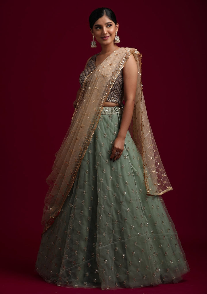 Gold Sequins Net Designer Dupatta - koskii