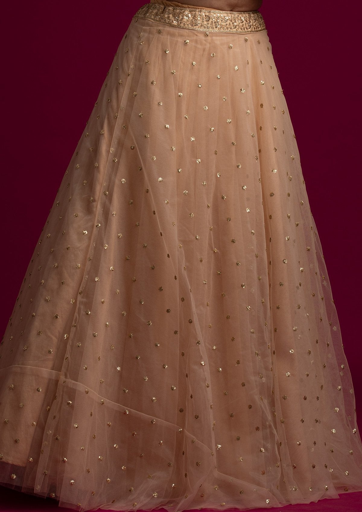 Gold Sequins Net Designer Skirt - koskii
