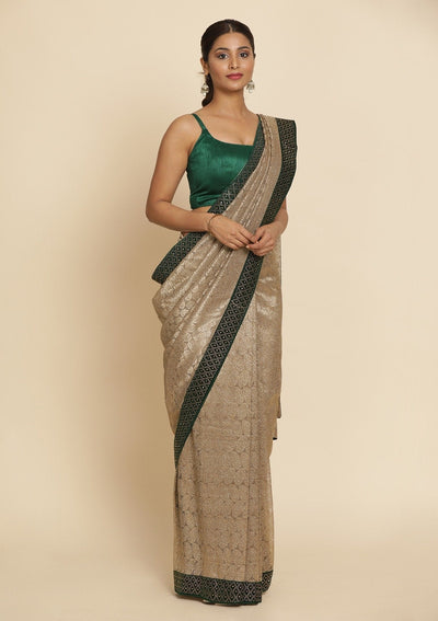 Gold Swarovski Net Designer Saree - koskii