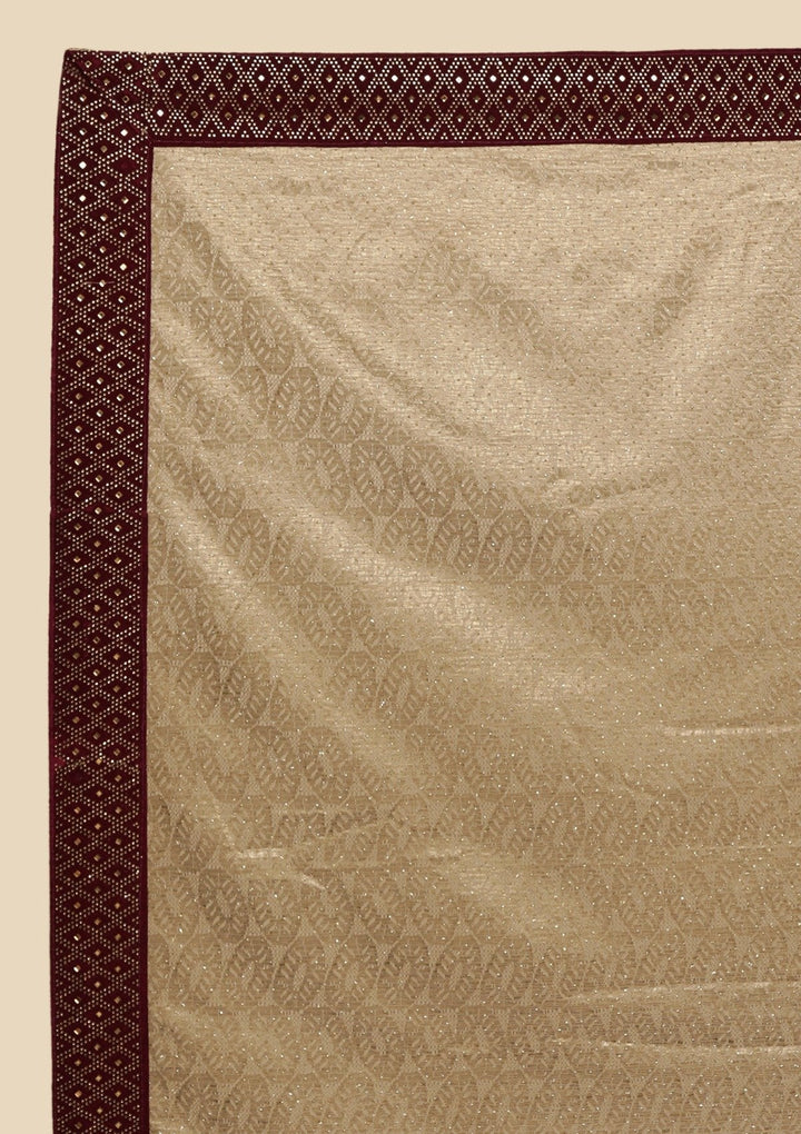 Gold Swarovski Net Designer Saree - koskii