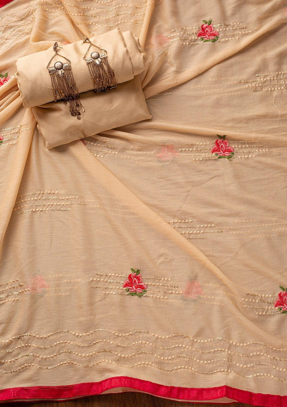 Gold Threadwork Chanderi Designer Unstitched Salwar Suit - koskii