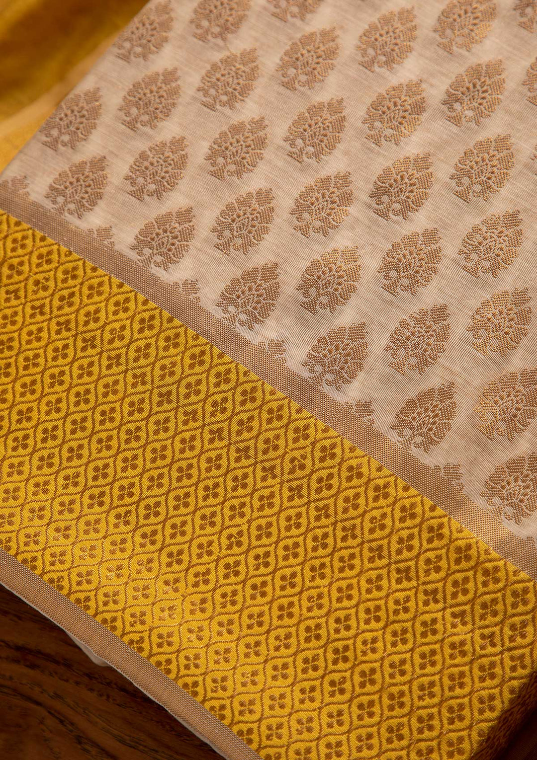 Gold Zariwork Brocade Designer Unstitched Salwar Suit - koskii
